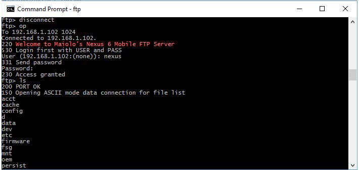 FTP Server Hosted on Nexus 6