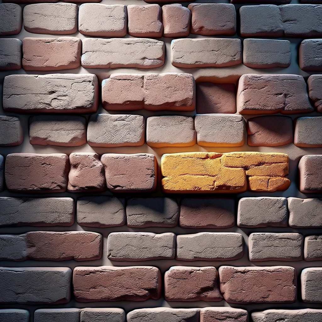 A brick wall with a brick in the middle

Description automatically generated