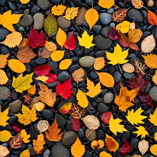 A group of colorful leaves on rocks

Description automatically generated