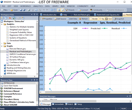 Advanced econometrics software interface