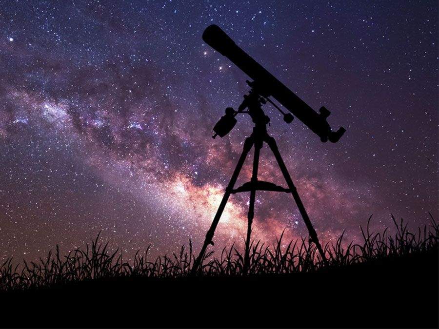 Telescope viewing night sky