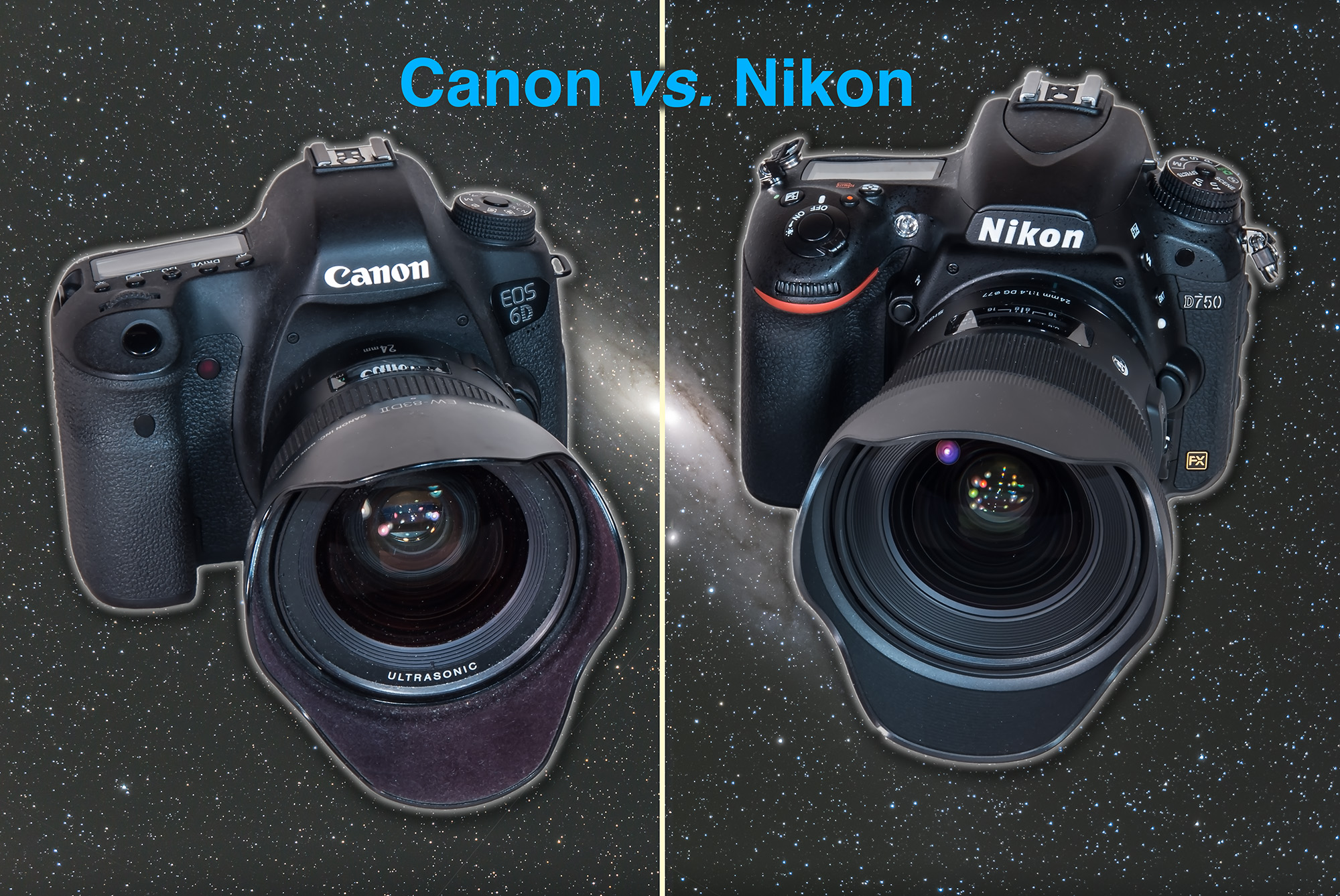 Comparative images of Canon and Nikon cameras
